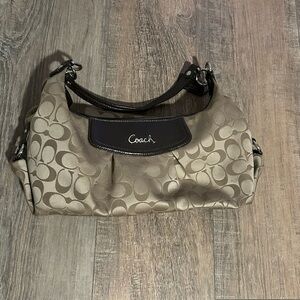 Coach Tan and Brown Signature Shoulder Bag